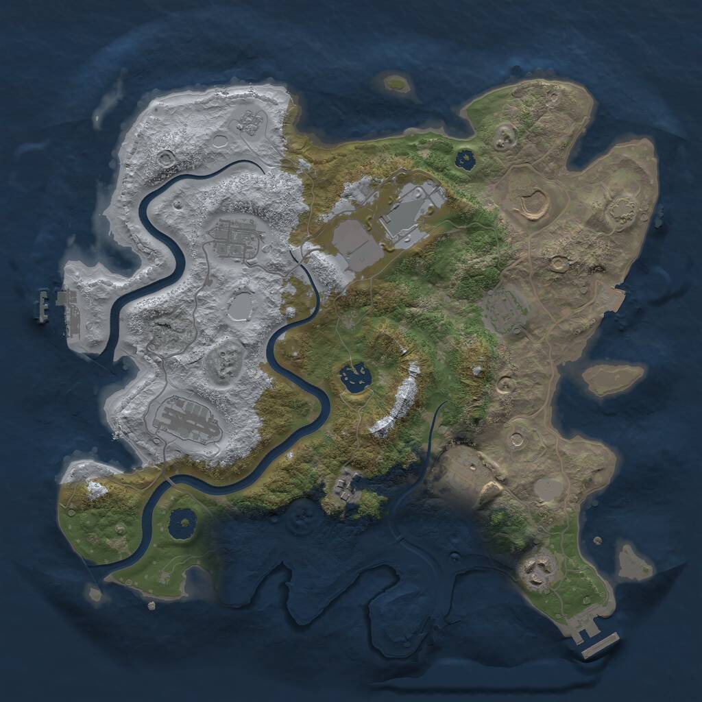 Rust Map: Procedural Map, Size: 3500, Seed: 1144250889, 15 Monuments