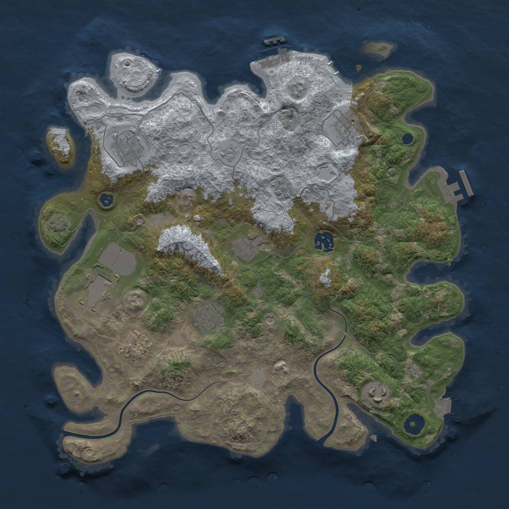 Rust Map: Procedural Map, Size: 3750, Seed: 1686853693, 15 Monuments