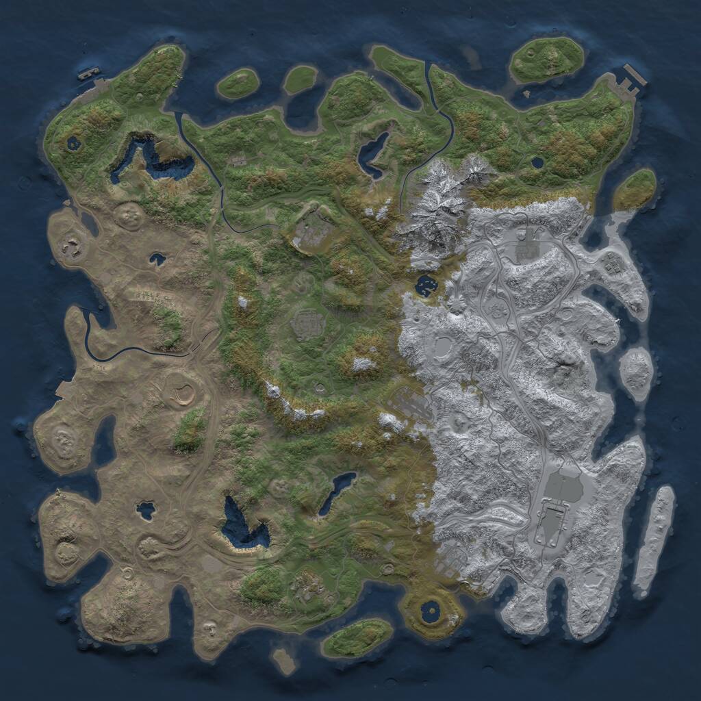 Rust Map: Procedural Map, Size: 5000, Seed: 100274913, 17 Monuments