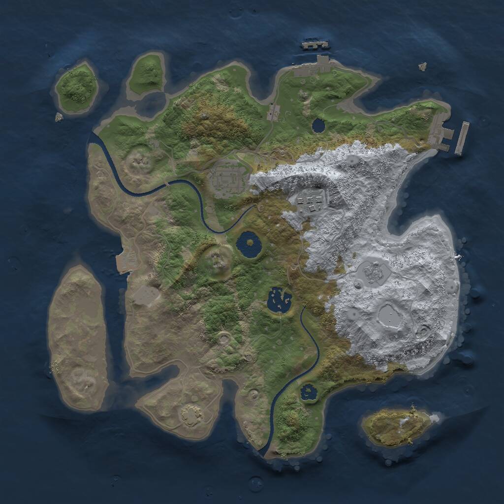 Rust Map: Procedural Map, Size: 3000, Seed: 28008, 8 Monuments