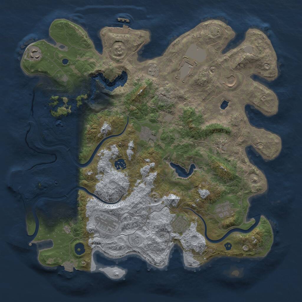 Rust Map: Procedural Map, Size: 4000, Seed: 1664684862, 16 Monuments