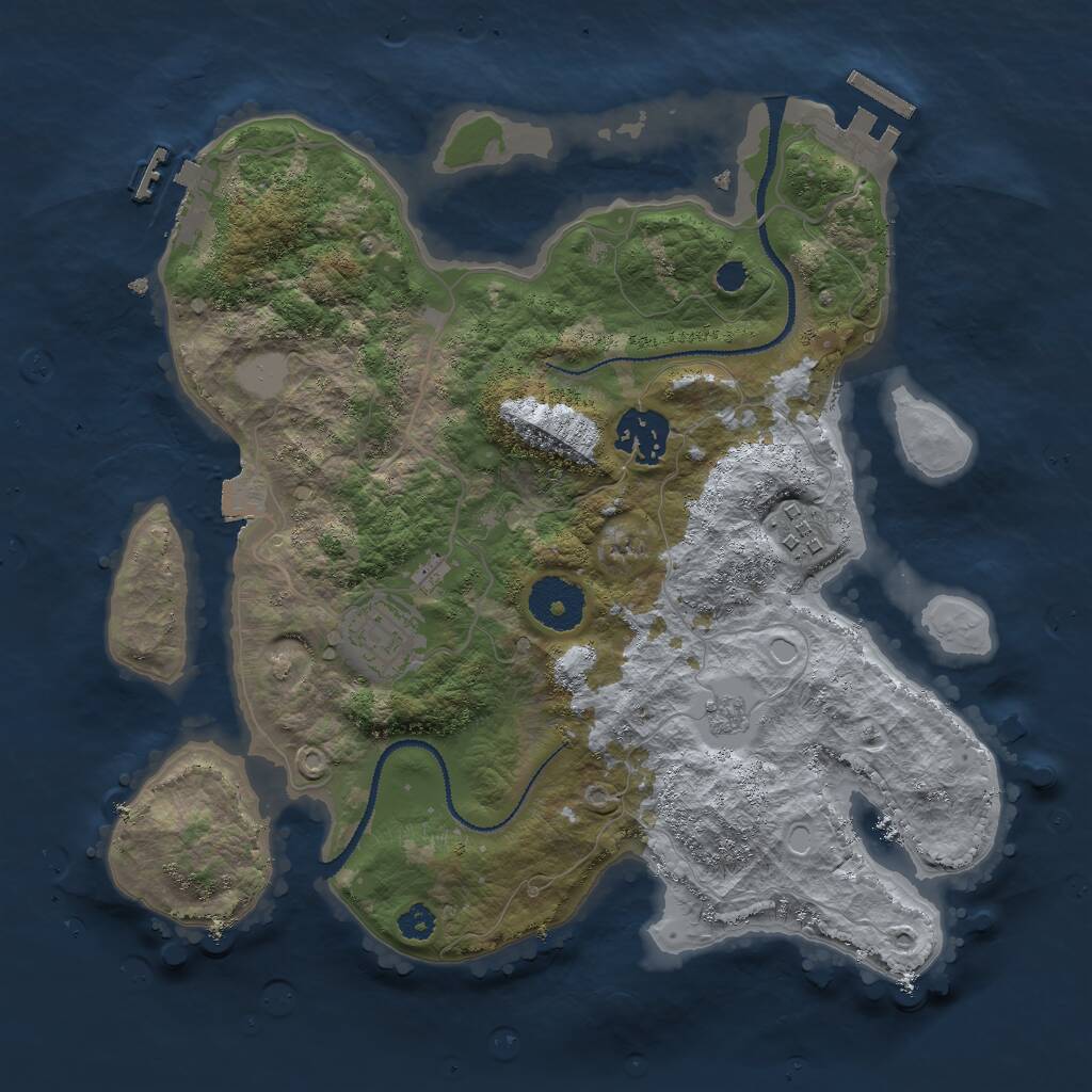 Rust Map: Procedural Map, Size: 3000, Seed: 1643413823, 7 Monuments