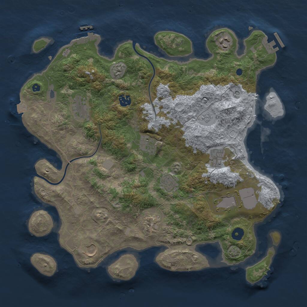 Rust Map: Procedural Map, Size: 3750, Seed: 1693985836, 15 Monuments