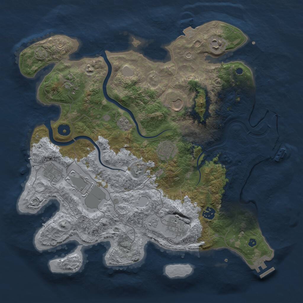 Rust Map: Procedural Map, Size: 3700, Seed: 1252940552, 15 Monuments