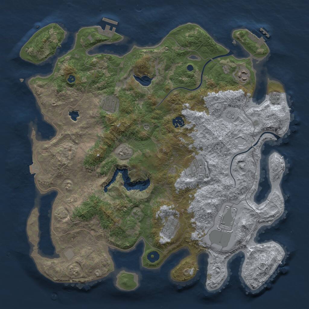 Rust Map: Procedural Map, Size: 4000, Seed: 1888930351, 13 Monuments