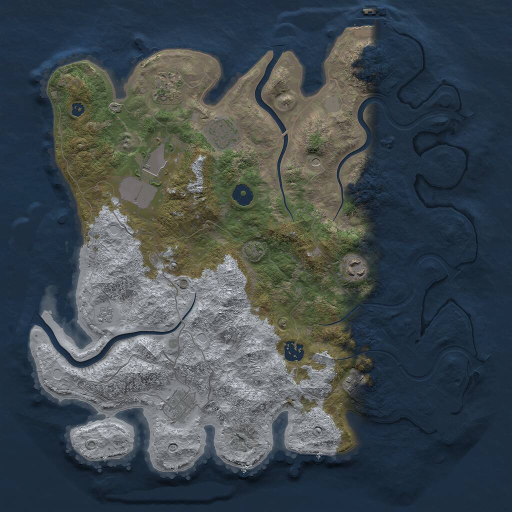 Rust Map: Procedural Map, Size: 3750, Seed: 516152356, 13 Monuments