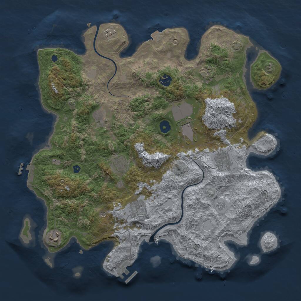 Rust Map: Procedural Map, Size: 3850, Seed: 12167832, 15 Monuments