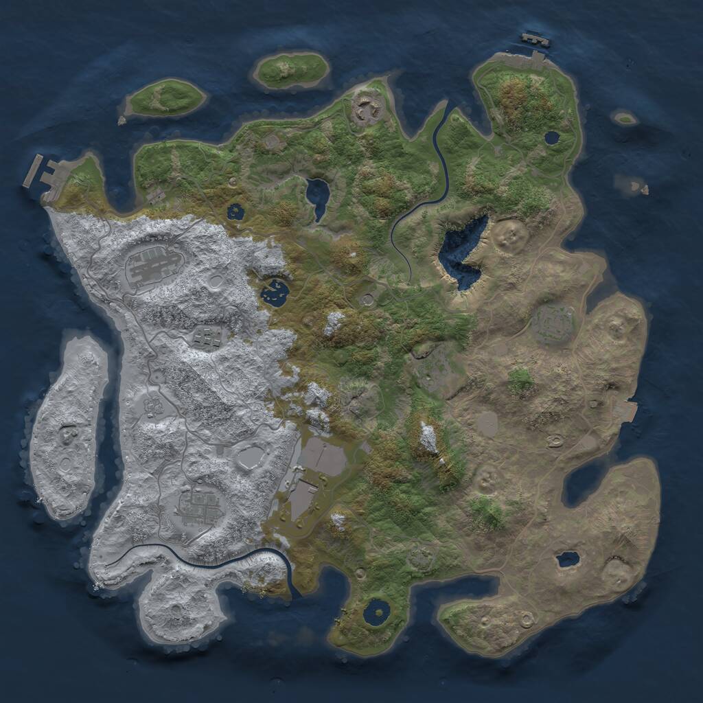 Rust Map: Procedural Map, Size: 4000, Seed: 1048207958, 14 Monuments