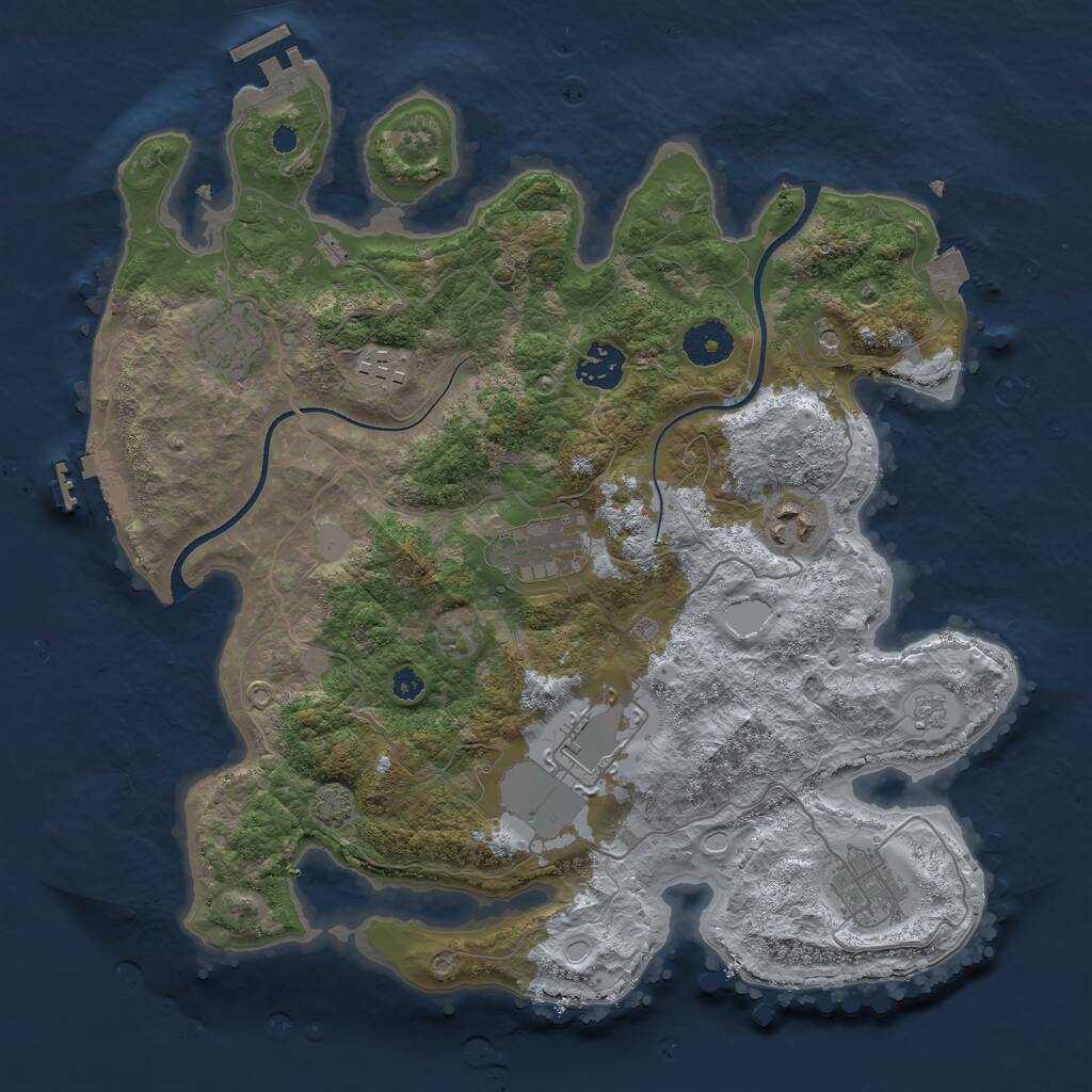 Rust Map: Procedural Map, Size: 3500, Seed: 510968503, 13 Monuments