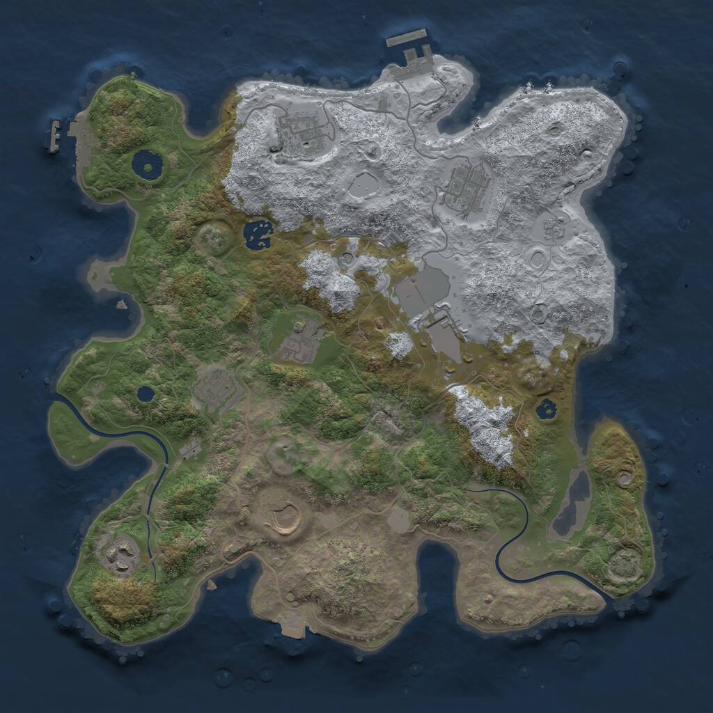 Rust Map: Procedural Map, Size: 3500, Seed: 813519397, 14 Monuments