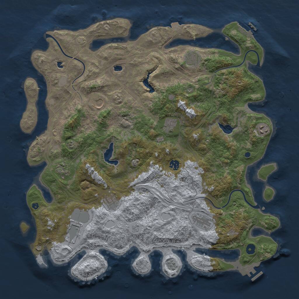 Rust Map: Procedural Map, Size: 4500, Seed: 614556709, 16 Monuments