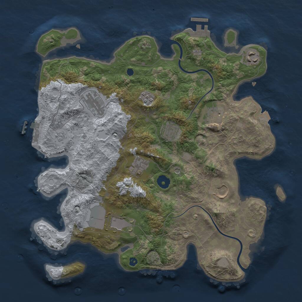 Rust Map: Procedural Map, Size: 3500, Seed: 1847559941, 14 Monuments