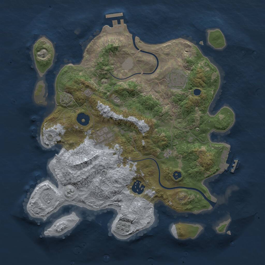 Rust Map: Procedural Map, Size: 3100, Seed: 43745, 10 Monuments