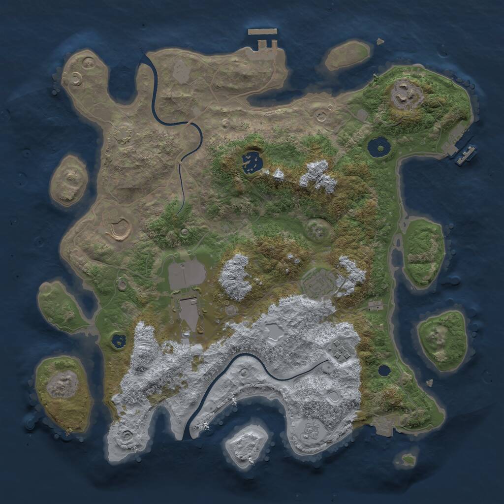 Rust Map: Procedural Map, Size: 3500, Seed: 2122270587, 12 Monuments