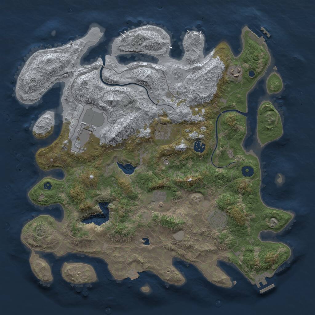 Rust Map: Procedural Map, Size: 4000, Seed: 1164218761, 13 Monuments
