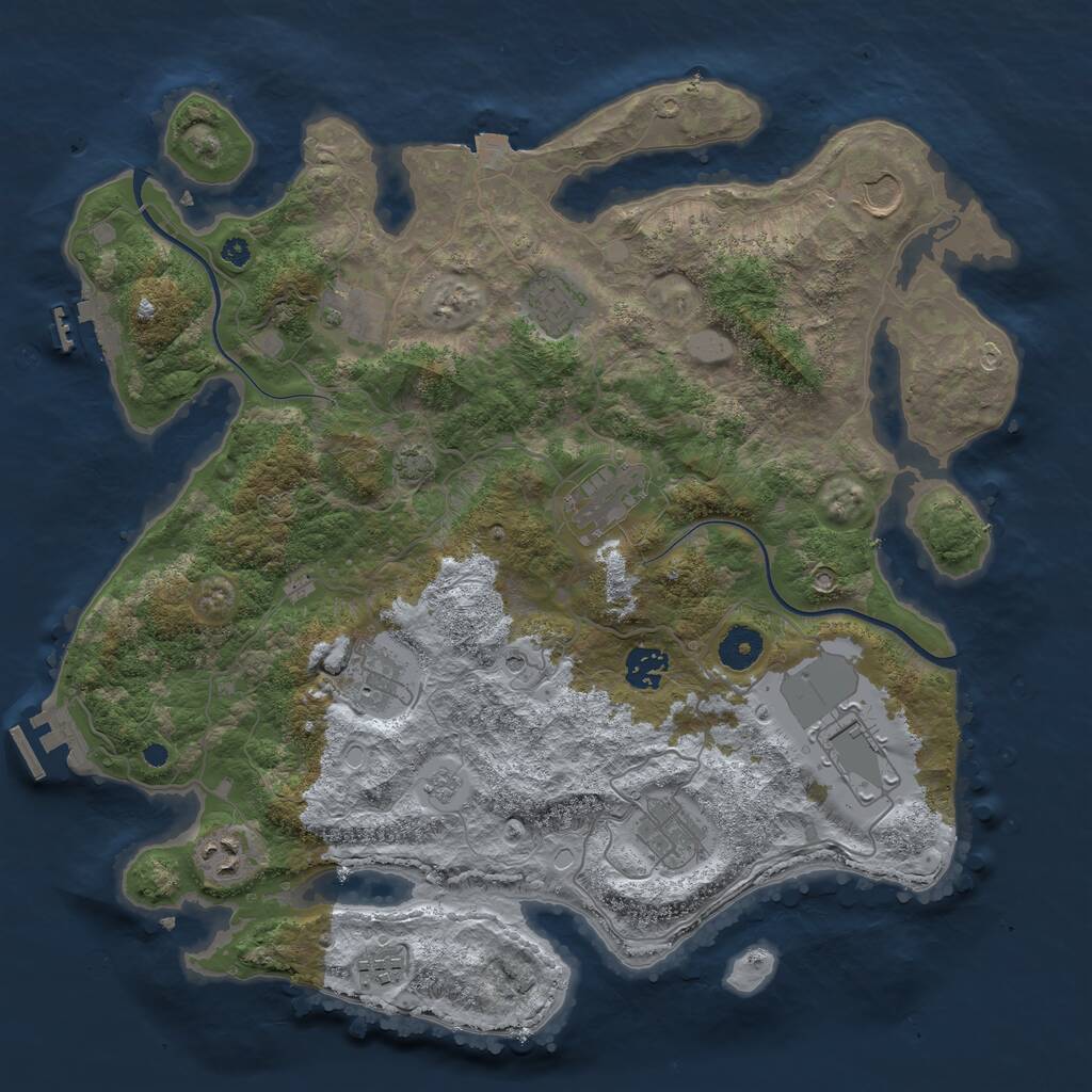 Rust Map: Procedural Map, Size: 3800, Seed: 967826139, 16 Monuments