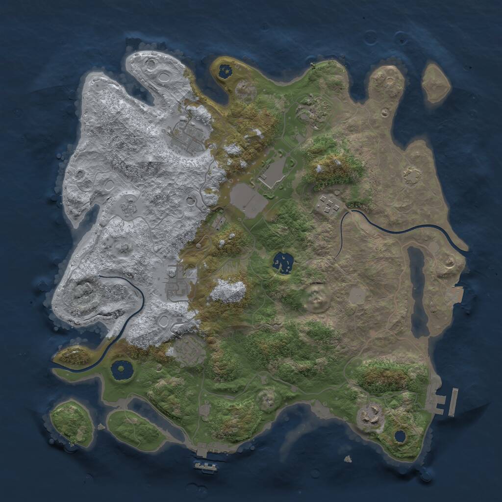 Rust Map: Procedural Map, Size: 3550, Seed: 600000, 14 Monuments