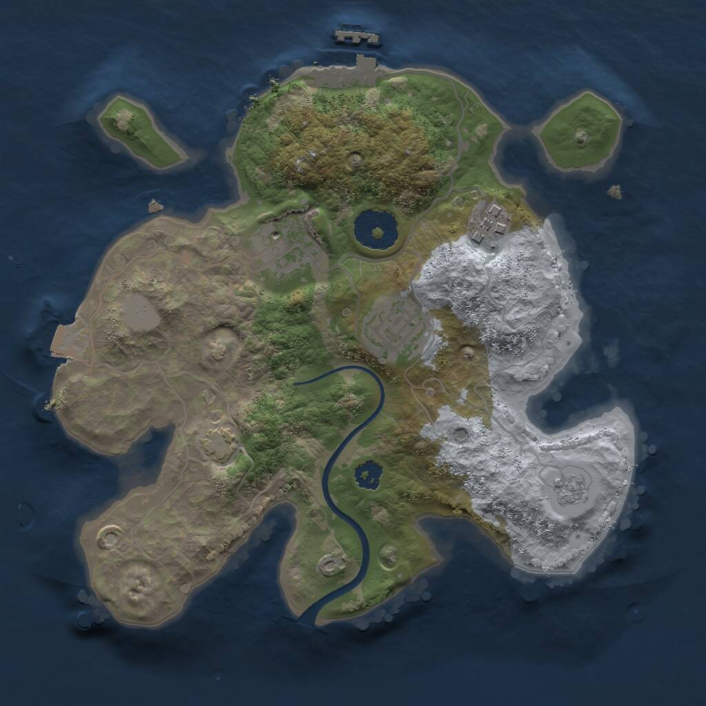 Rust Map: Procedural Map, Size: 2500, Seed: 262345735, 7 Monuments
