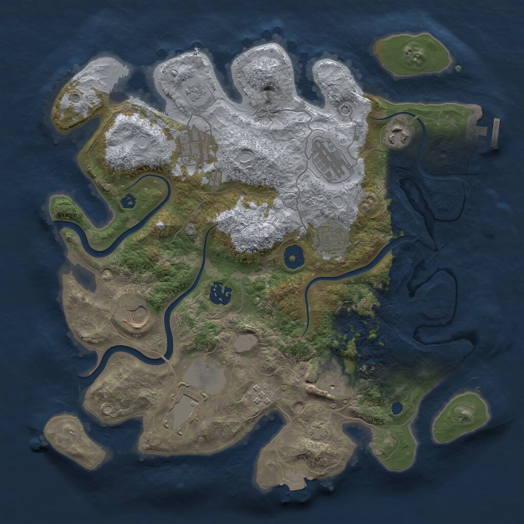 Rust Map: Procedural Map, Size: 3500, Seed: 1574418073, 14 Monuments