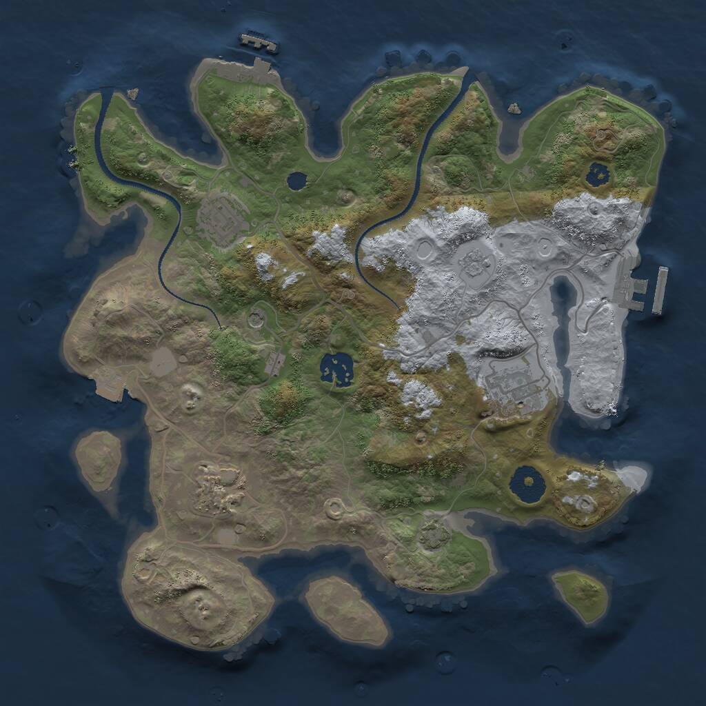 Rust Map: Procedural Map, Size: 3000, Seed: 26429, 10 Monuments
