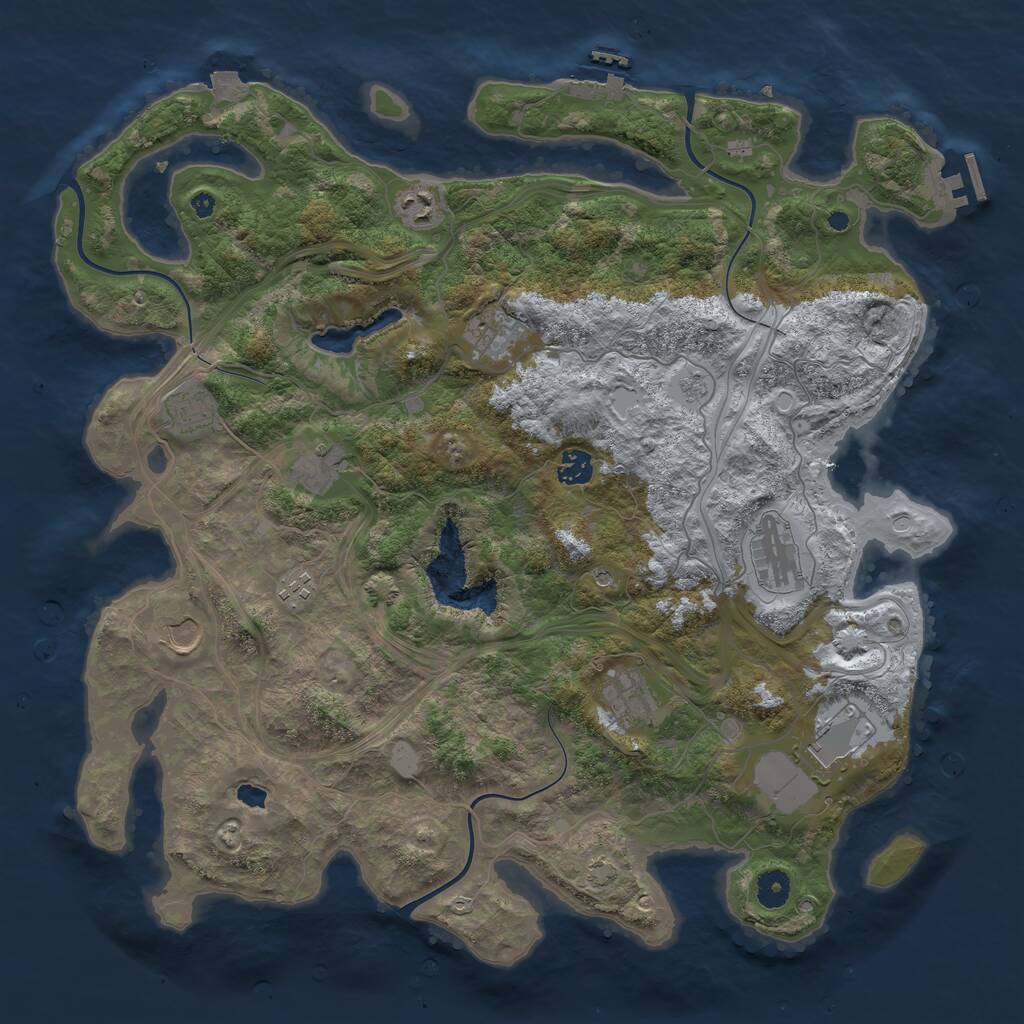 Rust Map: Procedural Map, Size: 4250, Seed: 2090930054, 16 Monuments