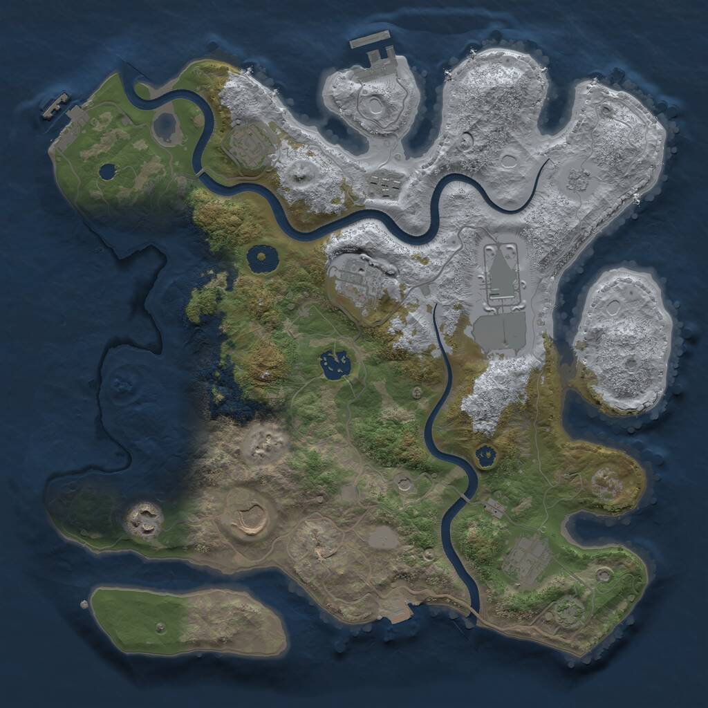 Rust Map: Procedural Map, Size: 3500, Seed: 1343962973, 14 Monuments