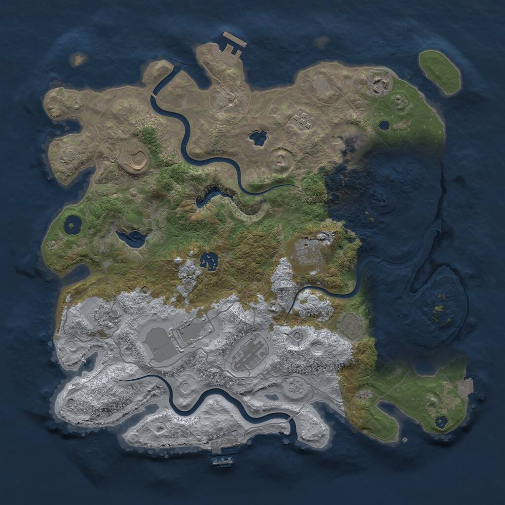 Rust Map: Procedural Map, Size: 4000, Seed: 225225552, 16 Monuments