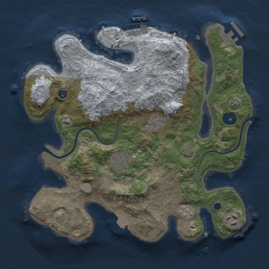 Rust Map: Procedural Map, Size: 3000, Seed: 1870929654, 10 Monuments