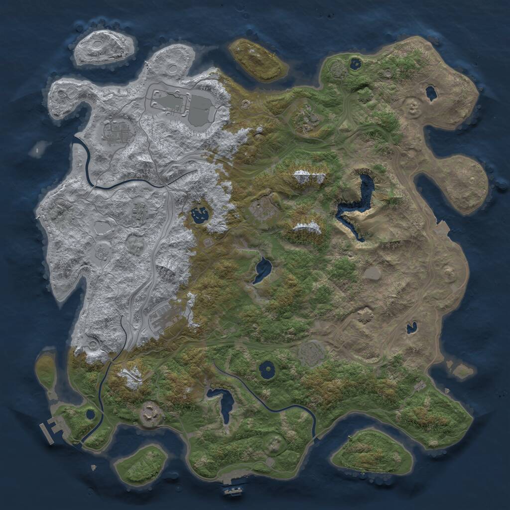 Rust Map: Procedural Map, Size: 4500, Seed: 1550247269, 15 Monuments