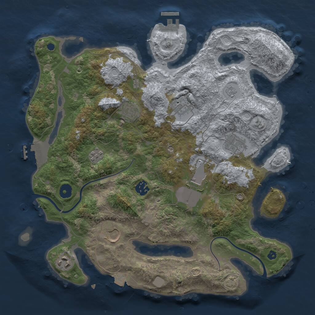 Rust Map: Procedural Map, Size: 3500, Seed: 35025499, 14 Monuments
