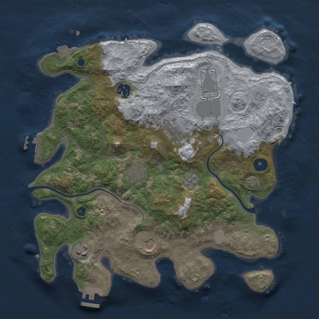Rust Map: Procedural Map, Size: 3500, Seed: 77483, 13 Monuments