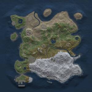 Thumbnail Rust Map: Procedural Map, Size: 3000, Seed: 1225566686, 9 Monuments