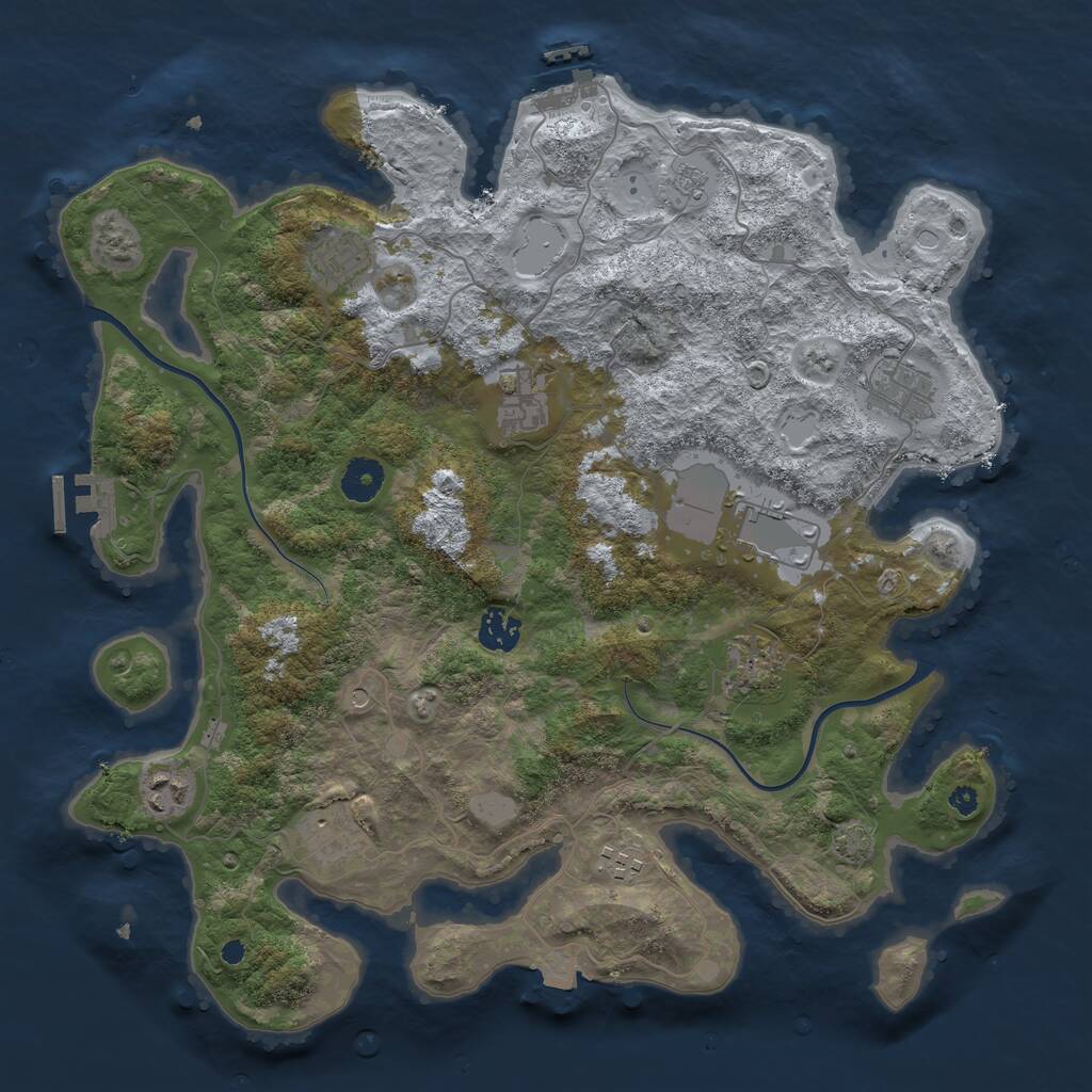 Rust Map: Procedural Map, Size: 3800, Seed: 746036814, 15 Monuments