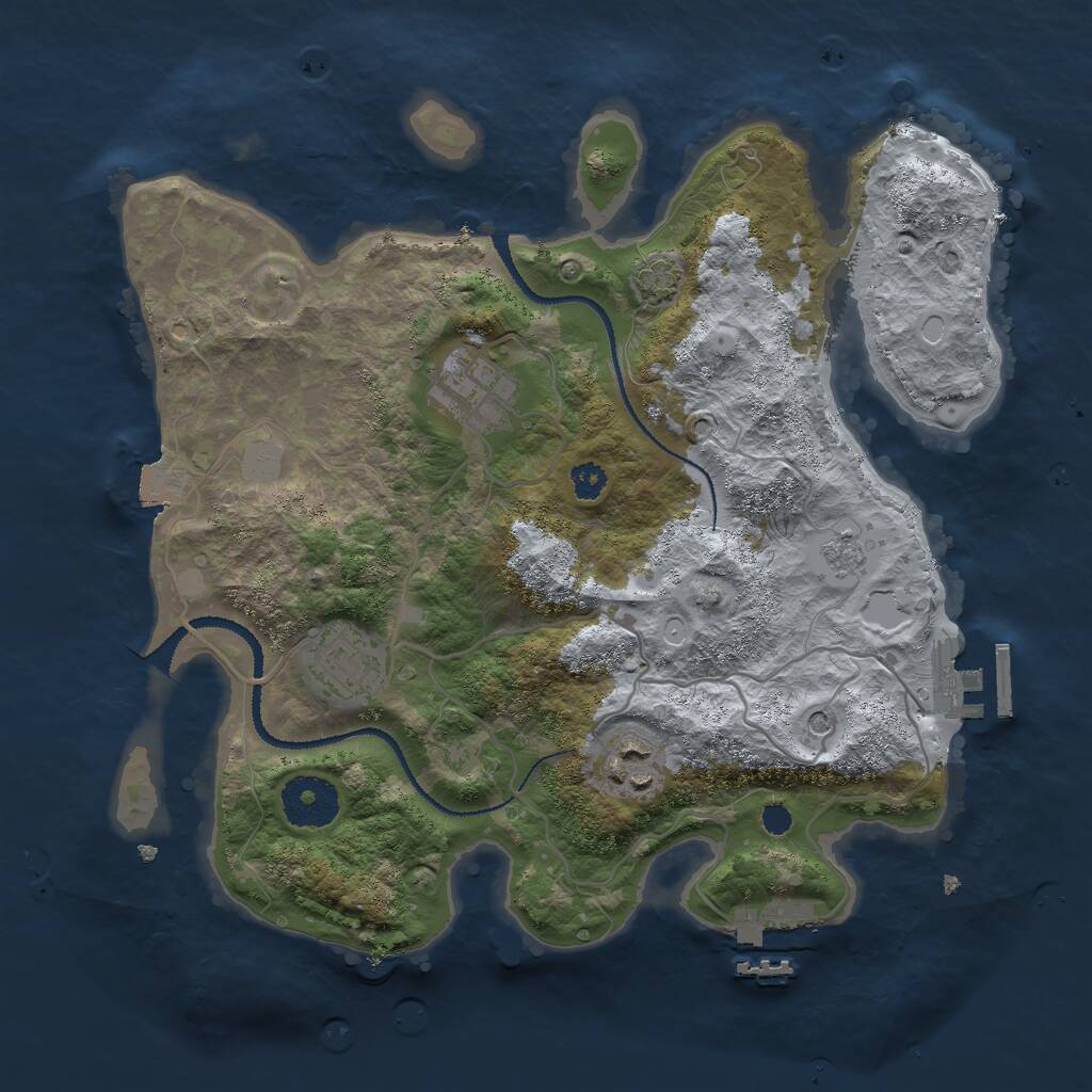 Rust Map: Procedural Map, Size: 3000, Seed: 14075, 9 Monuments