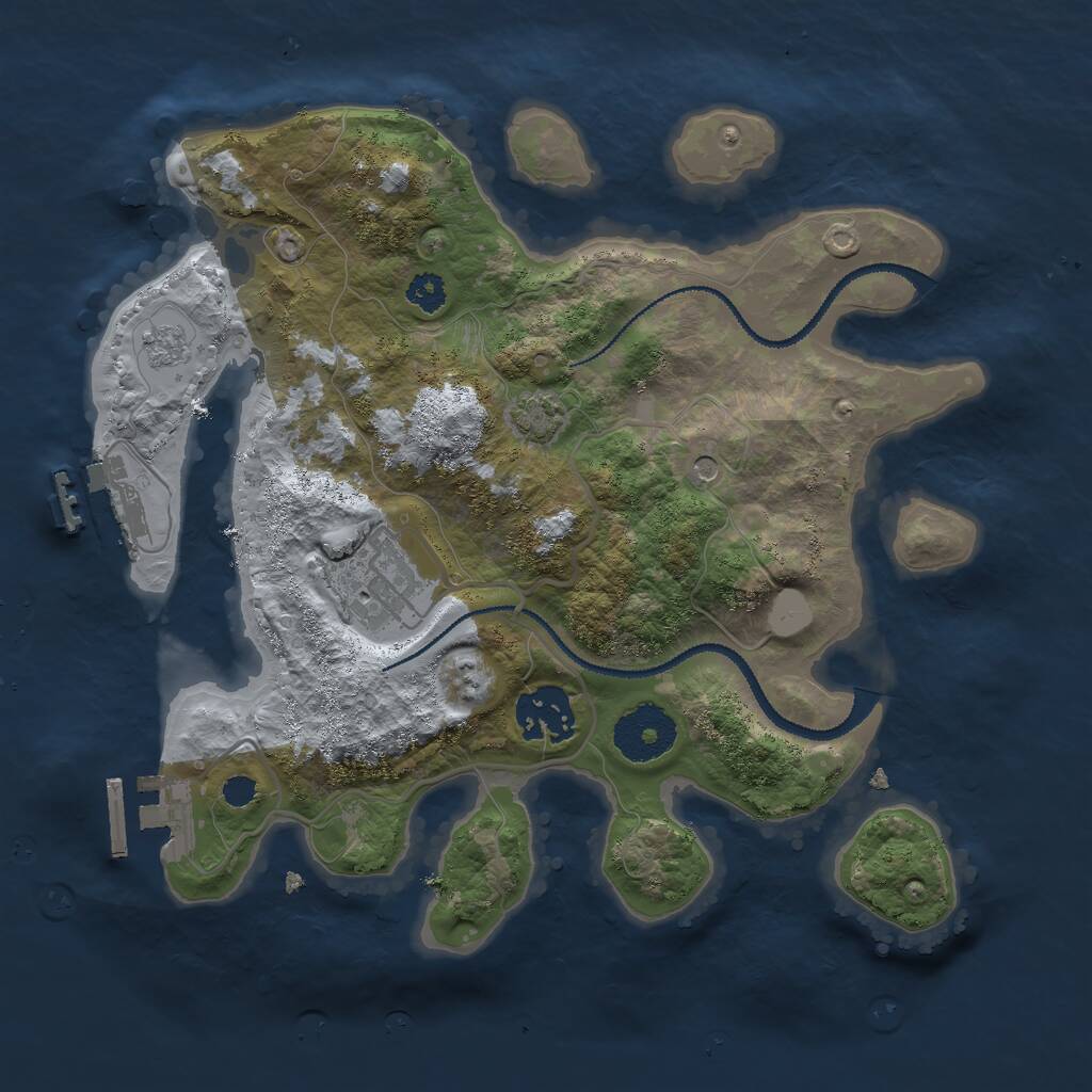 Rust Map: Procedural Map, Size: 2800, Seed: 1185944277, 8 Monuments