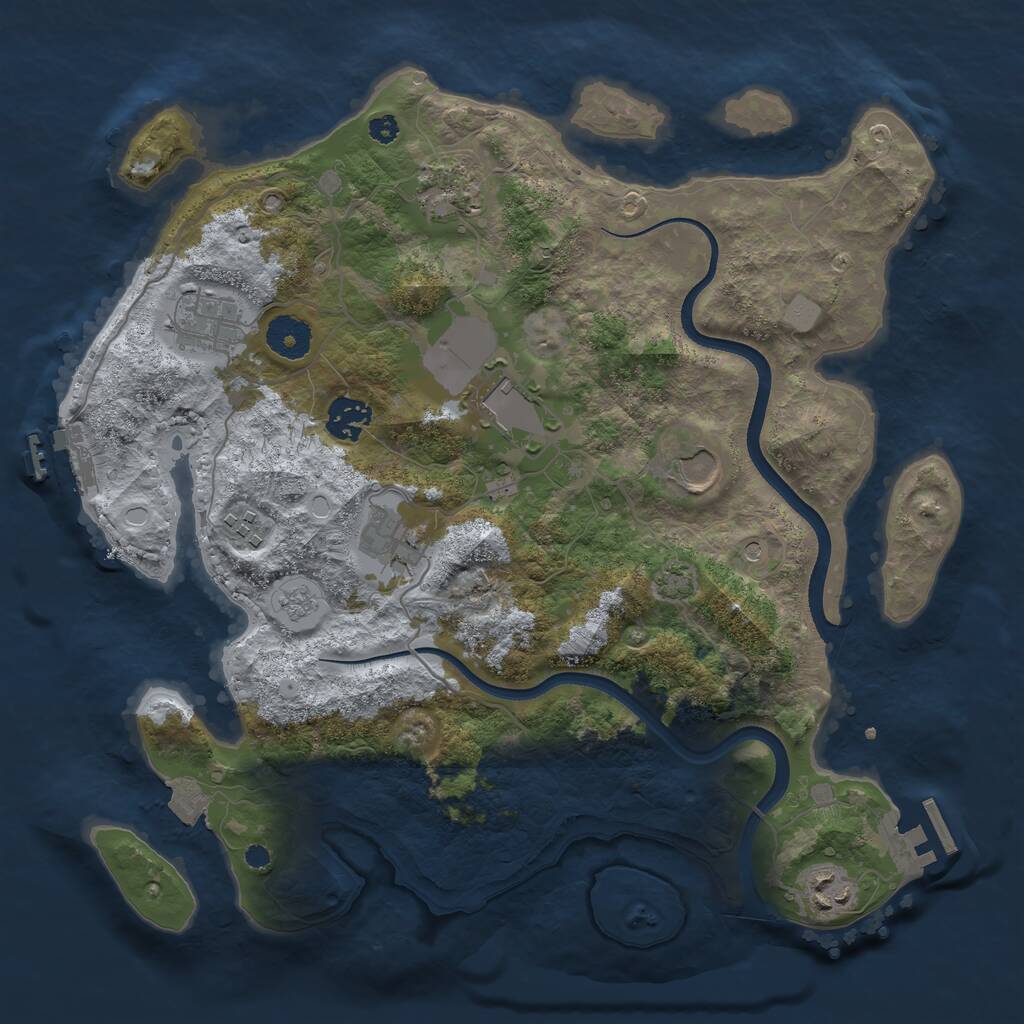 Rust Map: Procedural Map, Size: 3500, Seed: 1379180759, 14 Monuments