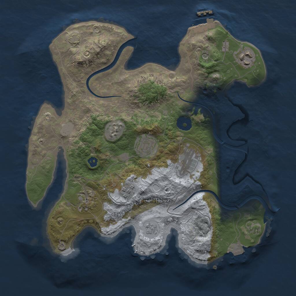 Rust Map: Procedural Map, Size: 3000, Seed: 43915, 10 Monuments
