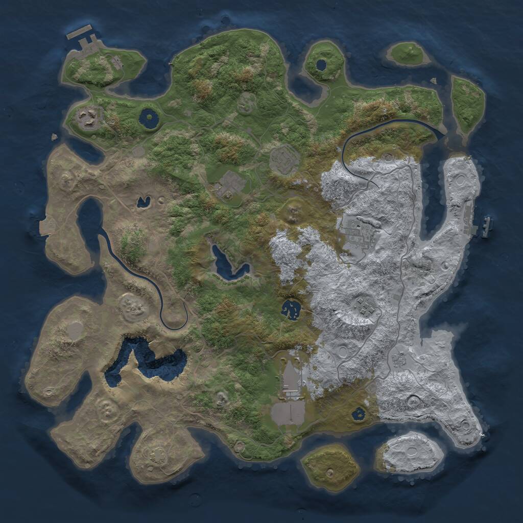 Rust Map: Procedural Map, Size: 4000, Seed: 262345735, 13 Monuments