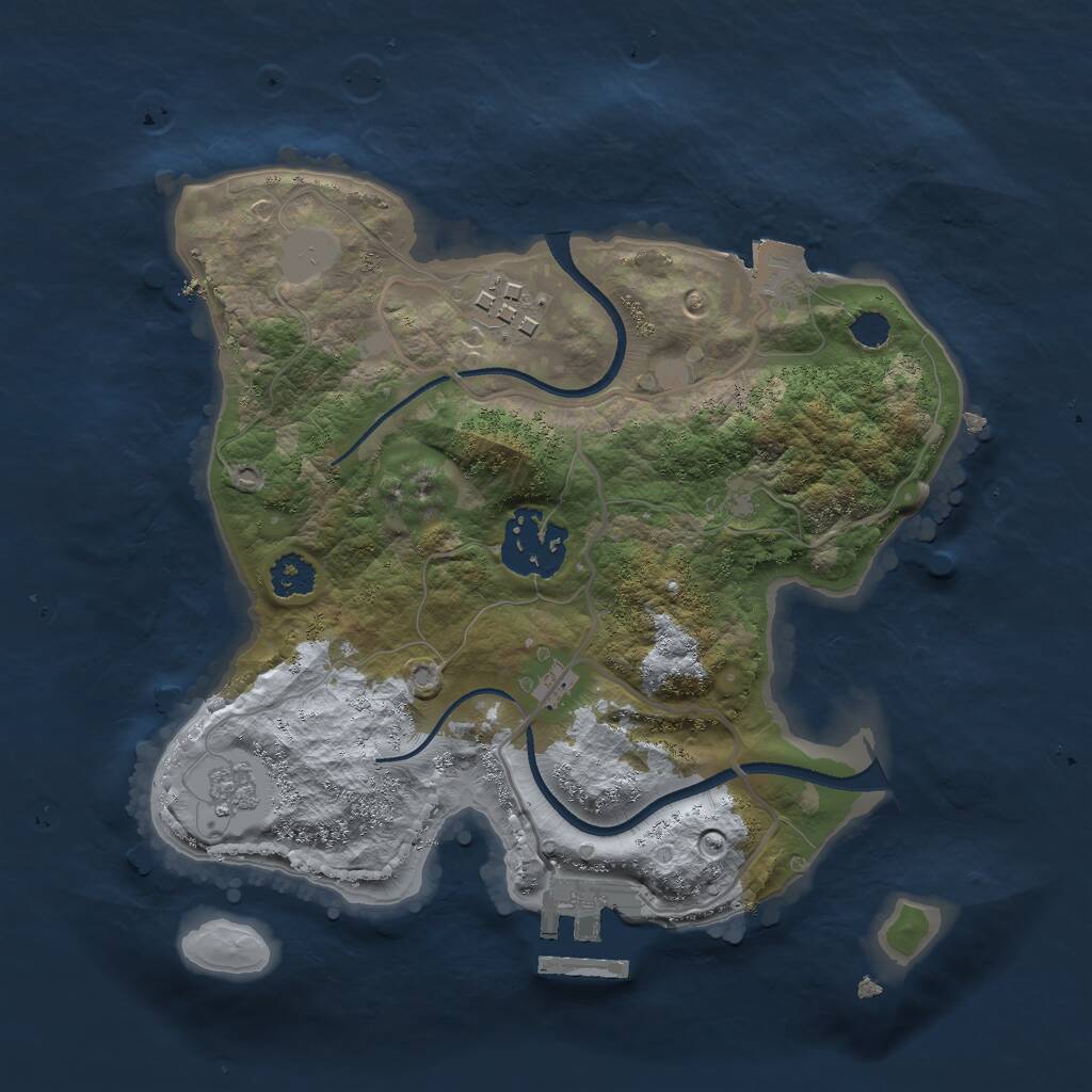 Rust Map: Procedural Map, Size: 2440, Seed: 3423211, 5 Monuments