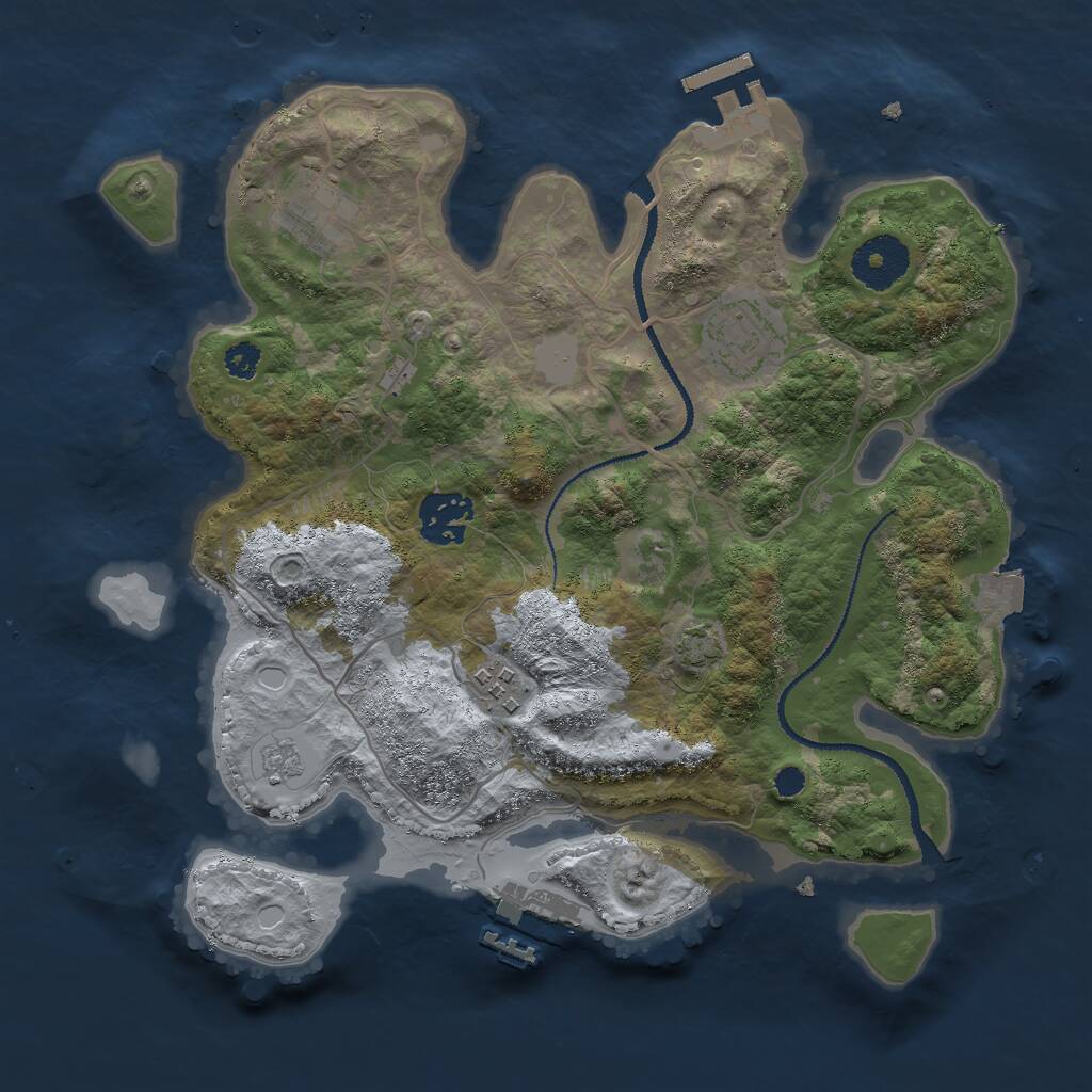 Rust Map: Procedural Map, Size: 3000, Seed: 25852, 9 Monuments