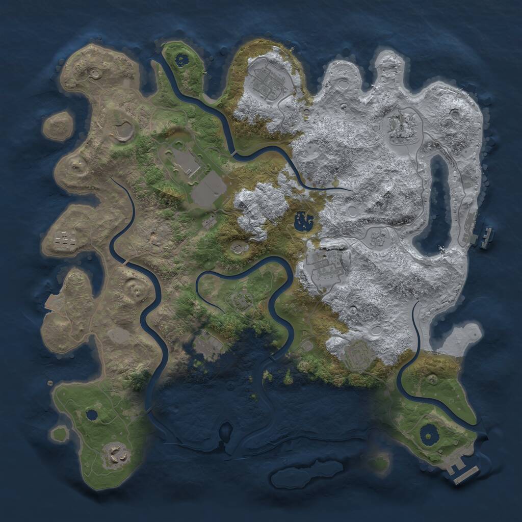 Rust Map: Procedural Map, Size: 3850, Seed: 345341, 16 Monuments
