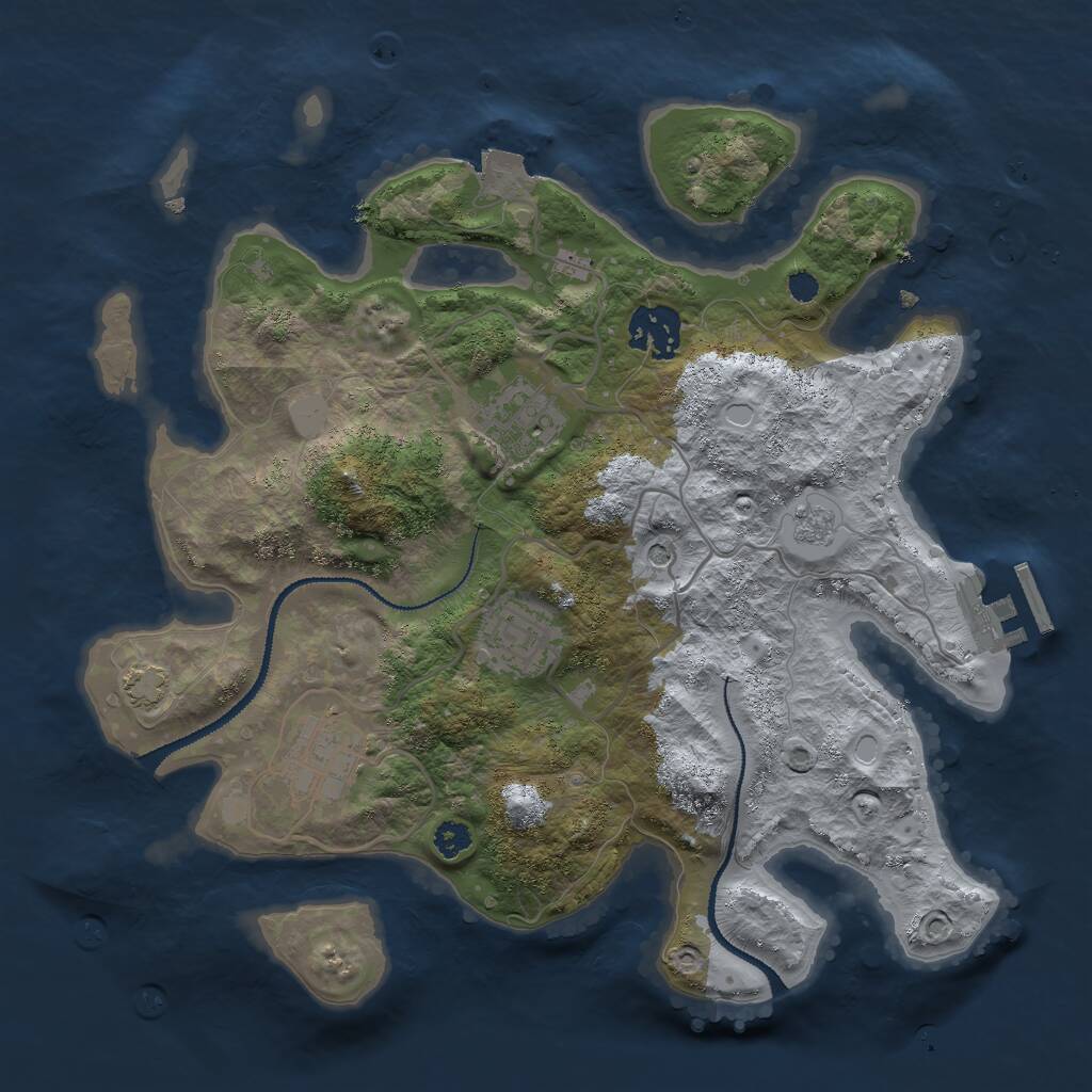 Rust Map: Procedural Map, Size: 3000, Seed: 1574996187, 9 Monuments