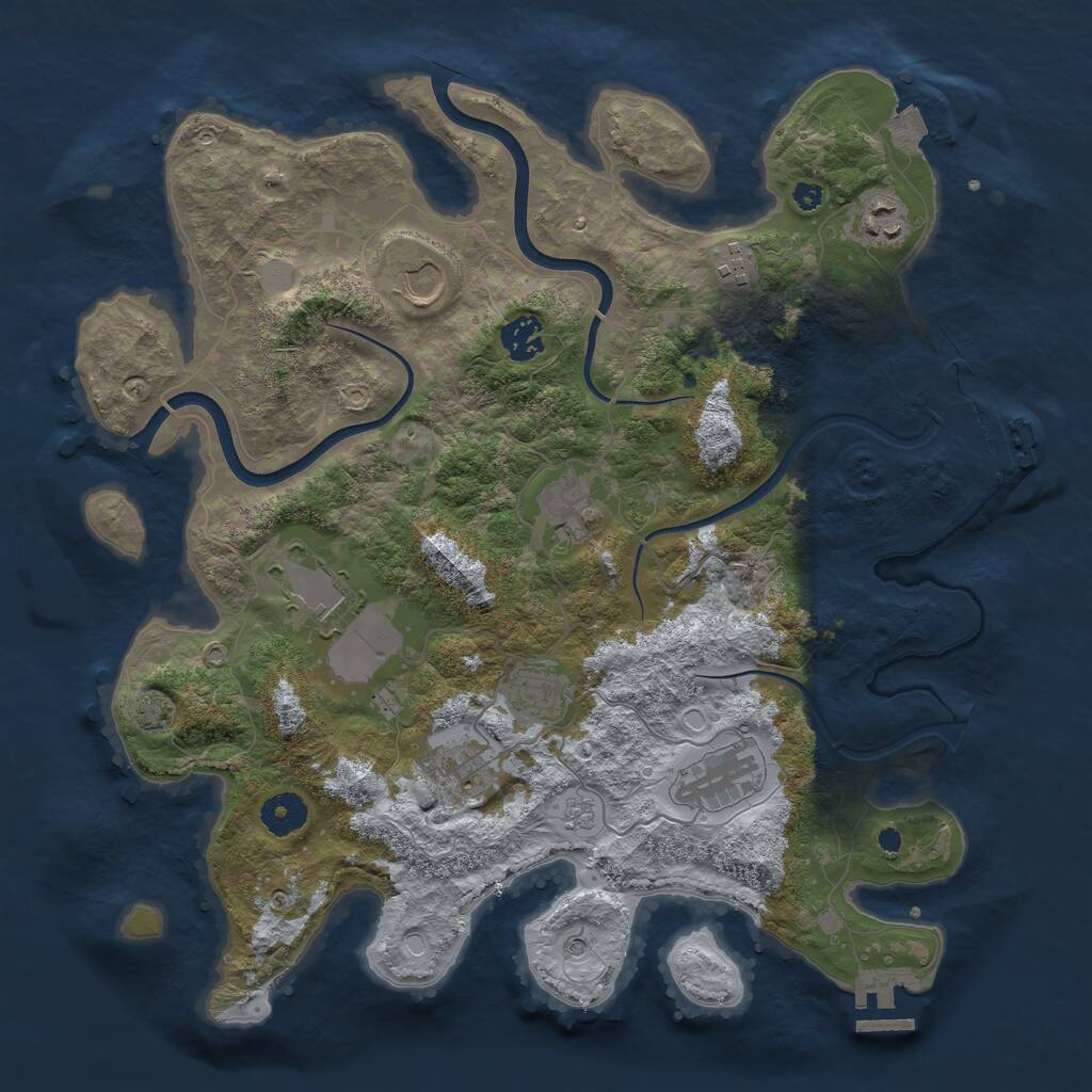 Rust Map: Procedural Map, Size: 3750, Seed: 2017784720, 15 Monuments