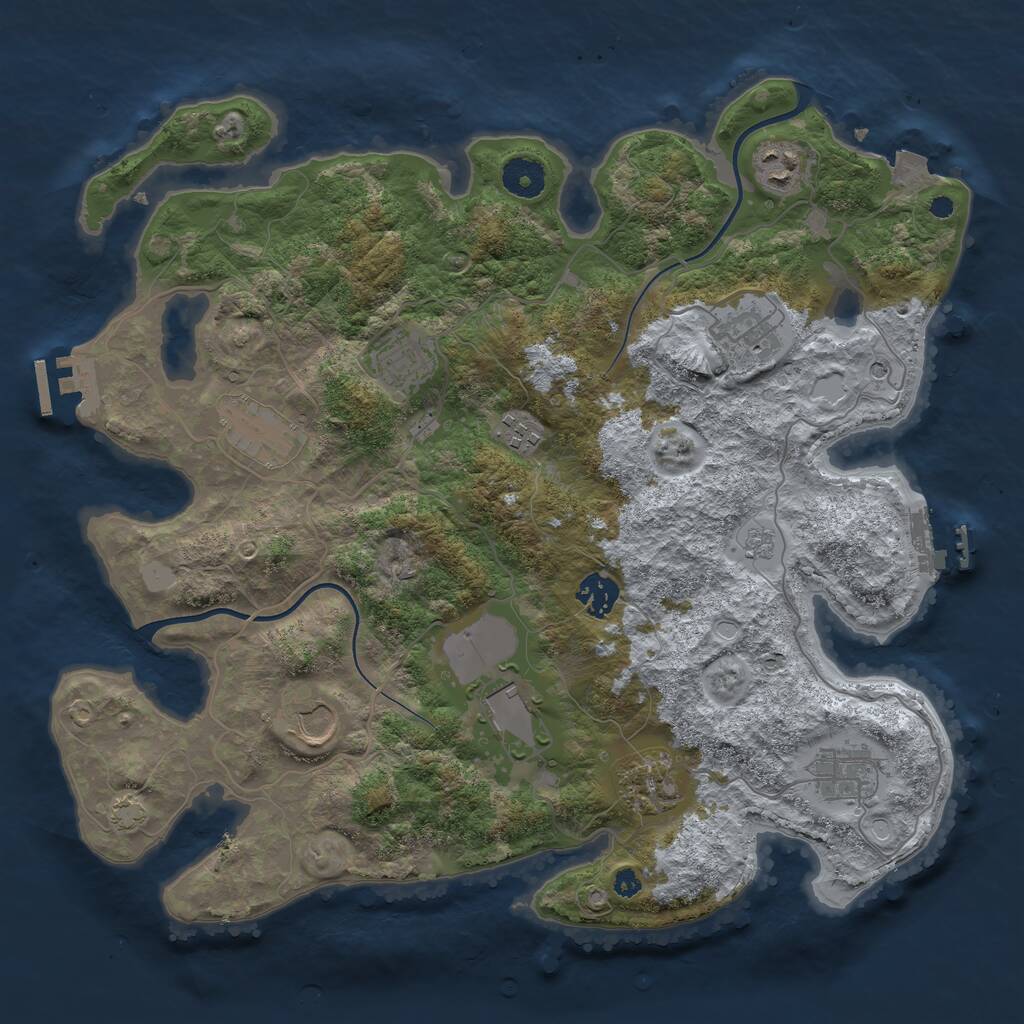 Rust Map: Procedural Map, Size: 3700, Seed: 36849291, 16 Monuments