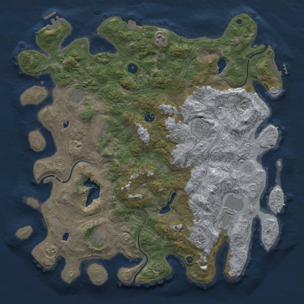 Rust Map: Procedural Map, Size: 4500, Seed: 489904527, 15 Monuments