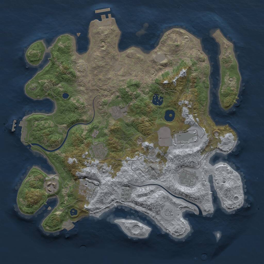 Rust Map: Procedural Map, Size: 3500, Seed: 1383090249, 14 Monuments