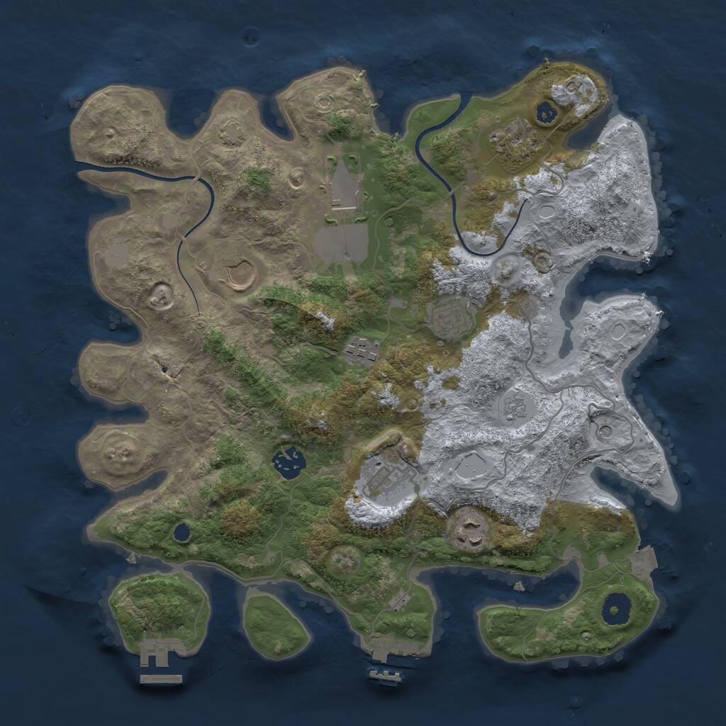 Rust Map: Procedural Map, Size: 3500, Seed: 1531650930, 14 Monuments