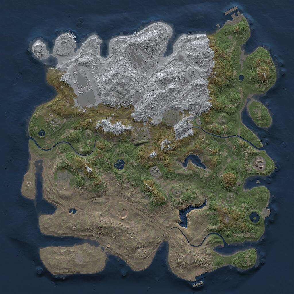 Rust Map: Procedural Map, Size: 4250, Seed: 1205651341, 16 Monuments