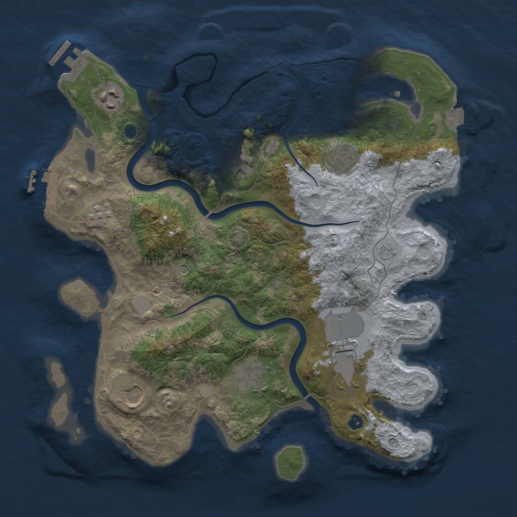 Rust Map: Procedural Map, Size: 3500, Seed: 1245265410, 13 Monuments