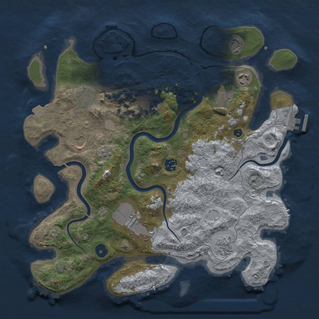 Rust Map: Procedural Map, Size: 3750, Seed: 701457786, 14 Monuments